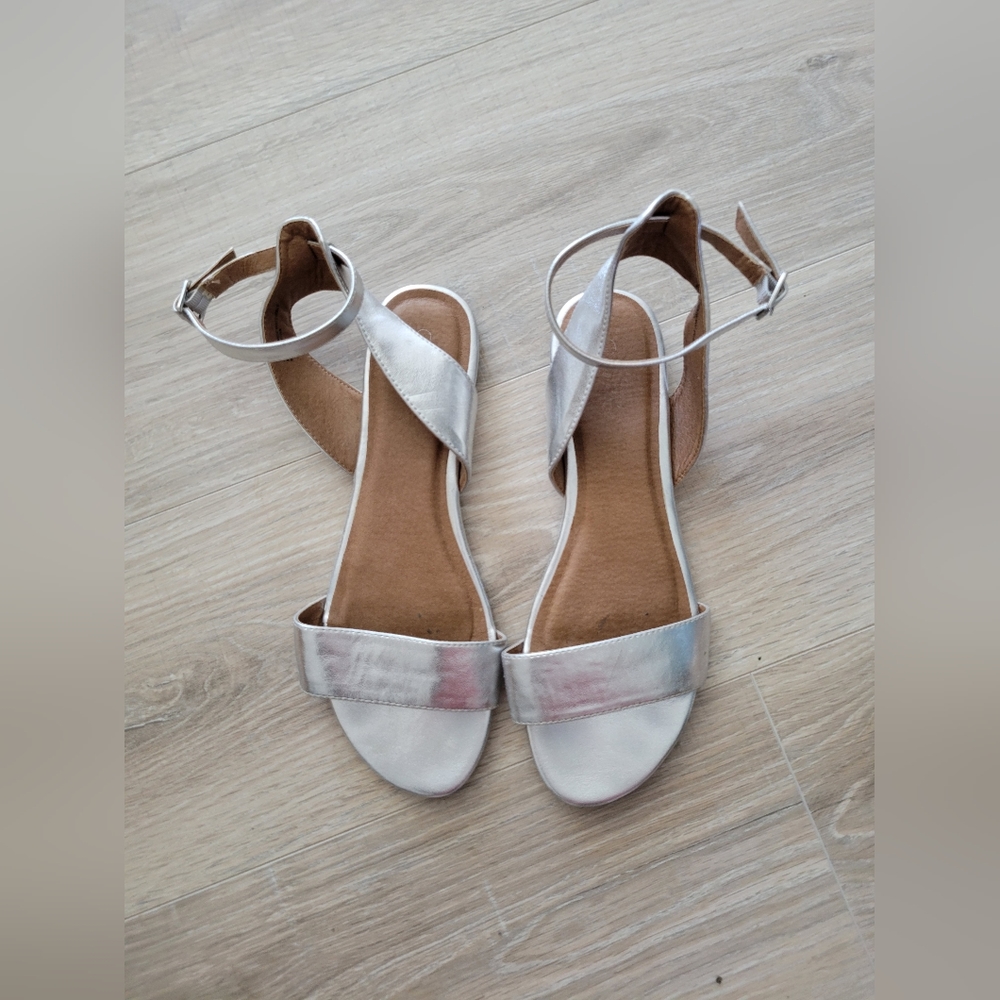 Silver Sandals with Ankle Strap